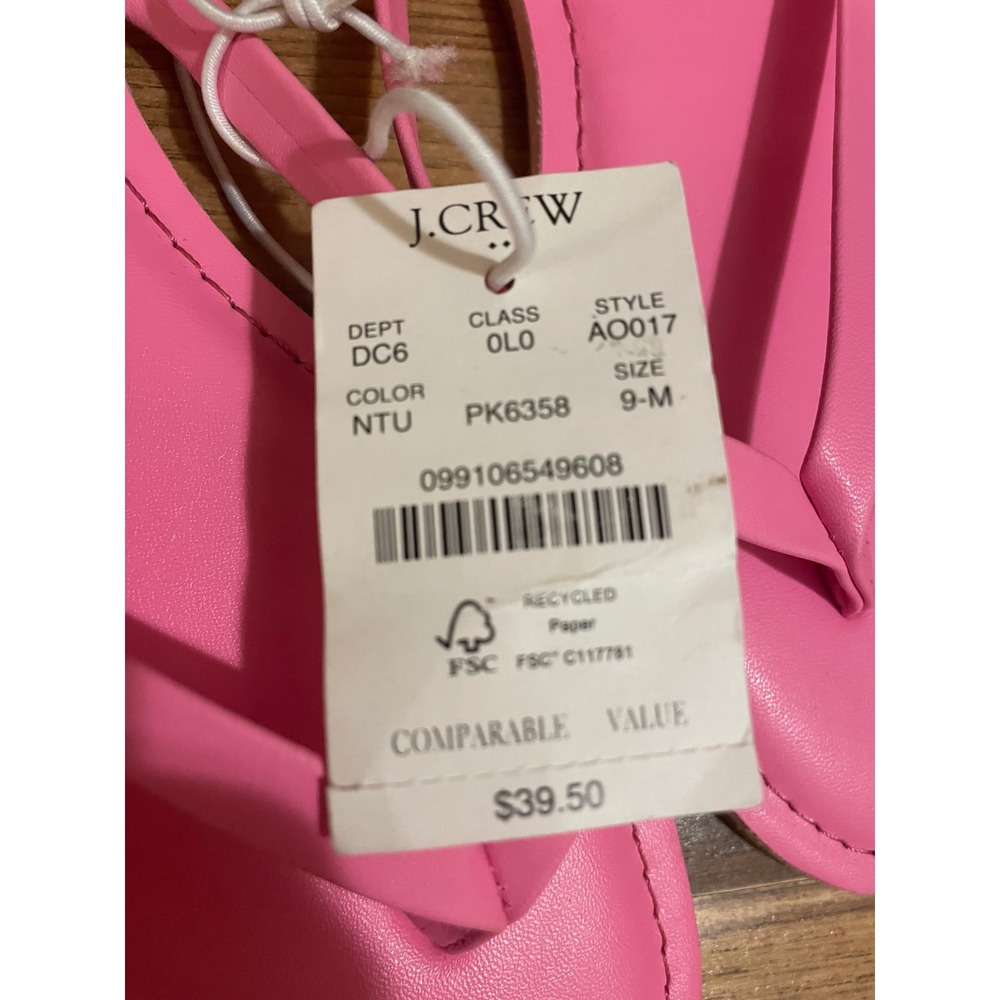 J.Crew Womens Pink Flip Flop Sandals Flat Thong Shoes AO017 PK6358 Size 9 New - Picture 2 of 3